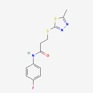 molecular formula C12H12FN3OS2 B2441296 N-(4-fluorophenyl)-3-[(5-methyl-1,3,4-thiadiazol-2-yl)sulfanyl]propanamide CAS No. 670273-08-2