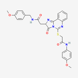 molecular formula C29H27N5O5S B2441303 N-(4-methoxyphenyl)-2-{[2-({[(4-methoxyphenyl)methyl]carbamoyl}methyl)-3-oxo-2H,3H-imidazo[1,2-c]quinazolin-5-yl]sulfanyl}acetamide CAS No. 1023560-81-7