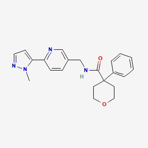 molecular formula C22H24N4O2 B2441313 N-{[6-(1-methyl-1H-pyrazol-5-yl)pyridin-3-yl]methyl}-4-phenyloxane-4-carboxamide CAS No. 2034568-78-8
