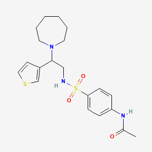 molecular formula C20H27N3O3S2 B2441316 N-(4-(N-(2-(azepan-1-yl)-2-(thiophen-3-yl)ethyl)sulfamoyl)phenyl)acetamide CAS No. 946222-19-1