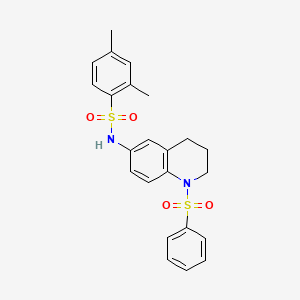 molecular formula C23H24N2O4S2 B2441325 N-[1-(benzenesulfonyl)-1,2,3,4-tetrahydroquinolin-6-yl]-2,4-dimethylbenzene-1-sulfonamide CAS No. 1005300-56-0