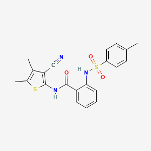 molecular formula C21H19N3O3S2 B2441391 N-(3-cyano-4,5-dimethylthiophen-2-yl)-2-(4-methylbenzenesulfonamido)benzamide CAS No. 896303-91-6