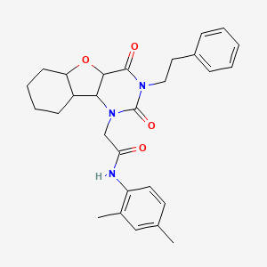 N-(2,4-dimethylphenyl)-2-[4,6-dioxo-5-(2-phenylethyl)-8-oxa-3,5-diazatricyclo[7.4.0.0^{2,7}]trideca-1(9),2(7),10,12-tetraen-3-yl]acetamide