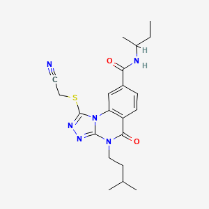 molecular formula C21H26N6O2S B2441404 N-(sec-butyl)-1-((cyanomethyl)thio)-4-isopentyl-5-oxo-4,5-dihydro-[1,2,4]triazolo[4,3-a]quinazoline-8-carboxamide CAS No. 2034302-31-1