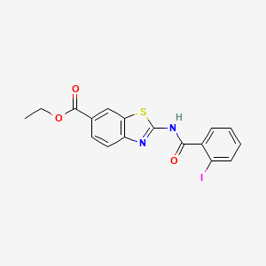 molecular formula C17H13IN2O3S B2441427 Ethyl 2-(2-iodobenzamido)benzo[d]thiazole-6-carboxylate CAS No. 888409-47-0