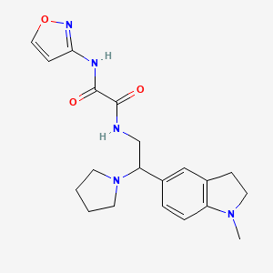 molecular formula C20H25N5O3 B2441442 N1-(isoxazol-3-yl)-N2-(2-(1-methylindolin-5-yl)-2-(pyrrolidin-1-yl)ethyl)oxalamide CAS No. 922066-78-2
