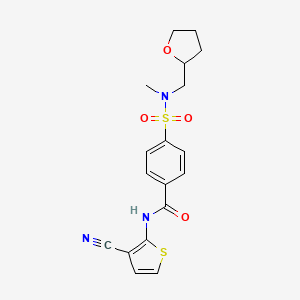 molecular formula C18H19N3O4S2 B2441445 N-(3-cyanothiophen-2-yl)-4-(N-methyl-N-((tetrahydrofuran-2-yl)methyl)sulfamoyl)benzamide CAS No. 868676-98-6