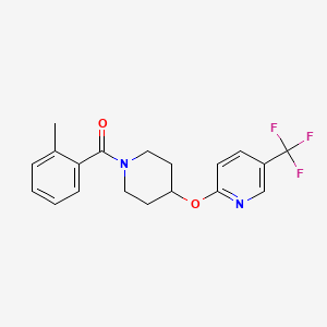 molecular formula C19H19F3N2O2 B2441461 o-Tolyl(4-((5-(trifluoromethyl)pyridin-2-yl)oxy)piperidin-1-yl)methanone CAS No. 1421473-50-8