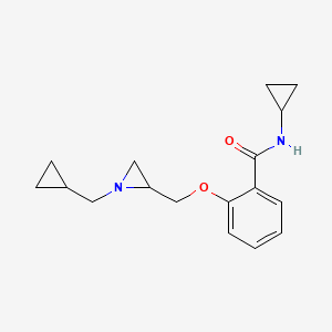 molecular formula C17H22N2O2 B2441468 N-Cyclopropyl-2-[[1-(cyclopropylmethyl)aziridin-2-yl]methoxy]benzamide CAS No. 2418648-05-0