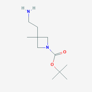 molecular formula C11H22N2O2 B2441475 tert-Butyl 3-(2-aminoethyl)-3-methyl-azetidine-1-carboxylate CAS No. 1374657-78-9