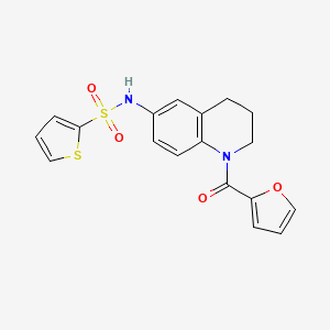 molecular formula C18H16N2O4S2 B2441485 N-[1-(furan-2-carbonyl)-1,2,3,4-tetrahydroquinolin-6-yl]thiophene-2-sulfonamide CAS No. 946246-92-0