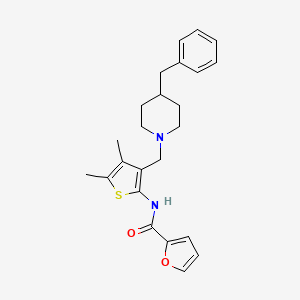 molecular formula C24H28N2O2S B2441563 N-(3-((4-benzylpiperidin-1-yl)methyl)-4,5-dimethylthiophen-2-yl)furan-2-carboxamide CAS No. 618408-25-6