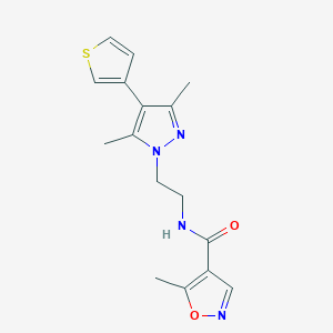 molecular formula C16H18N4O2S B2441578 N-(2-(3,5-dimethyl-4-(thiophen-3-yl)-1H-pyrazol-1-yl)ethyl)-5-methylisoxazole-4-carboxamide CAS No. 2034358-08-0