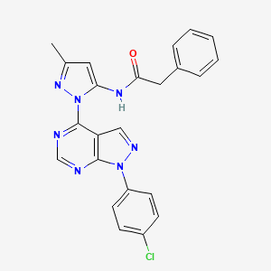 molecular formula C23H18ClN7O B2441595 N-(1-(1-(4-chlorophenyl)-1H-pyrazolo[3,4-d]pyrimidin-4-yl)-3-methyl-1H-pyrazol-5-yl)-2-phenylacetamide CAS No. 1006002-05-6