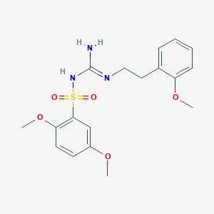 molecular formula C18H23N3O5S B2441608 N-(2,5-dimethoxybenzenesulfonyl)-N'-[2-(2-methoxyphenyl)ethyl]guanidine CAS No. 869075-63-8