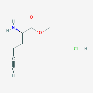 molecular formula C7H12ClNO2 B2441623 Methyl (2S)-2-aminohex-5-ynoate;hydrochloride CAS No. 1379445-19-8