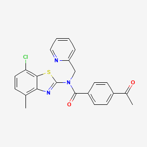 4-acetyl-N-(7-chloro-4-methylbenzo[d]thiazol-2-yl)-N-(pyridin-2-ylmethyl)benzamide