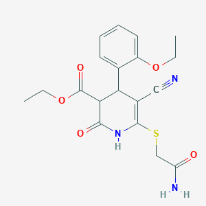 molecular formula C19H21N3O5S B2441670 ethyl 6-[(carbamoylmethyl)sulfanyl]-5-cyano-4-(2-ethoxyphenyl)-2-oxo-1,2,3,4-tetrahydropyridine-3-carboxylate CAS No. 370854-57-2