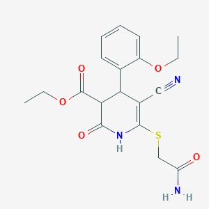 ethyl 6-(2-amino-2-oxoethyl)sulfanyl-5-cyano-4-(2-ethoxyphenyl)-2-oxo-3,4-dihydro-1H-pyridine-3-carboxylate