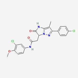molecular formula C21H18Cl2N4O3 B2441674 N-(3-chloro-4-methoxyphenyl)-2-(6-(4-chlorophenyl)-7-methyl-2-oxo-2,3-dihydro-1H-imidazo[1,2-b]pyrazol-3-yl)acetamide CAS No. 1421513-24-7