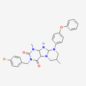 3-[(4-bromophenyl)methyl]-1,7-dimethyl-9-(4-phenoxyphenyl)-1H,2H,3H,4H,6H,7H,8H,9H-pyrimido[1,2-g]purine-2,4-dione