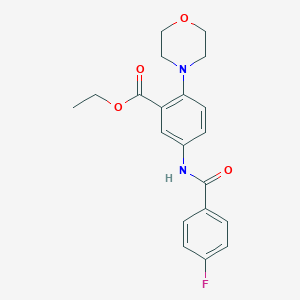 molecular formula C20H21FN2O4 B244169 ETHYL 5-(4-FLUOROBENZAMIDO)-2-(MORPHOLIN-4-YL)BENZOATE 