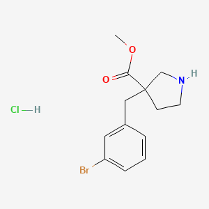 molecular formula C13H17BrClNO2 B2441733 Methyl 3-[(3-bromophenyl)methyl]pyrrolidine-3-carboxylate;hydrochloride CAS No. 2375274-24-9