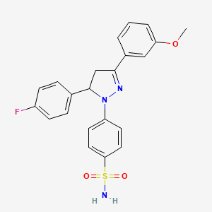 molecular formula C22H20FN3O3S B2441744 4-(5-(4-fluorophenyl)-3-(3-methoxyphenyl)-4,5-dihydro-1H-pyrazol-1-yl)benzenesulfonamide CAS No. 867041-62-1