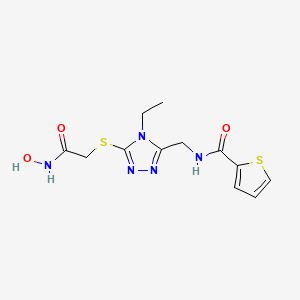 molecular formula C12H15N5O3S2 B2441807 N-((4-ethyl-5-((2-(hydroxyamino)-2-oxoethyl)thio)-4H-1,2,4-triazol-3-yl)methyl)thiophene-2-carboxamide CAS No. 878065-13-5