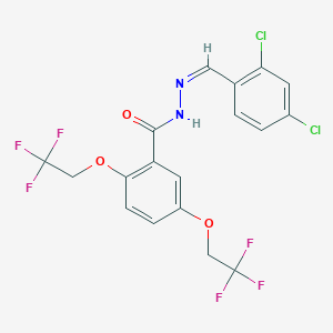 molecular formula C18H12Cl2F6N2O3 B2441810 N'-[(1Z)-(2,4-dichlorophenyl)methylidene]-2,5-bis(2,2,2-trifluoroethoxy)benzohydrazide CAS No. 477863-96-0