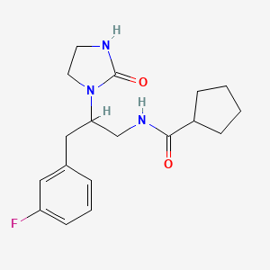 molecular formula C18H24FN3O2 B2441850 N-[3-(3-Fluorophenyl)-2-(2-oxoimidazolidin-1-YL)propyl]cyclopentanecarboxamide CAS No. 1421449-83-3
