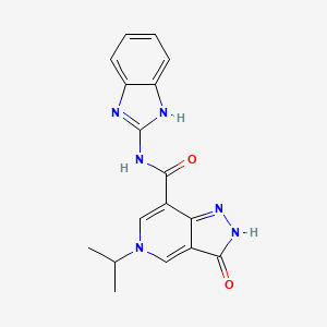 molecular formula C17H16N6O2 B2441854 N-(1H-benzo[d]imidazol-2-yl)-5-isopropyl-3-oxo-3,5-dihydro-2H-pyrazolo[4,3-c]pyridine-7-carboxamide CAS No. 1219901-53-7