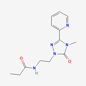 molecular formula C13H17N5O2 B2441900 N-{2-[4-methyl-5-oxo-3-(pyridin-2-yl)-4,5-dihydro-1H-1,2,4-triazol-1-yl]ethyl}propanamide CAS No. 1209363-99-4