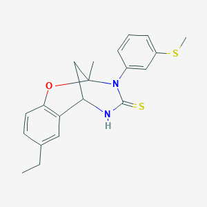 B2441922 8-ethyl-2-methyl-3-(3-(methylthio)phenyl)-5,6-dihydro-2H-2,6-methanobenzo[g][1,3,5]oxadiazocine-4(3H)-thione CAS No. 893788-98-2