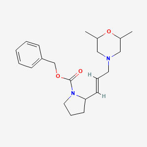 molecular formula C21H30N2O3 B2441948 benzyl 2-[(1E)-3-(2,6-dimethylmorpholin-4-yl)prop-1-en-1-yl]pyrrolidine-1-carboxylate CAS No. 1009328-59-9