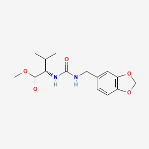 molecular formula C15H20N2O5 B2442034 METHYL (2S)-2-({[(1,3-BENZODIOXOL-5-YLMETHYL)AMINO]CARBONYL}AMINO)-3-METHYLBUTANOATE CAS No. 956382-84-6