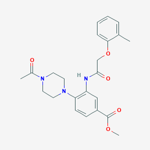 molecular formula C23H27N3O5 B244206 METHYL 4-(4-ACETYLPIPERAZIN-1-YL)-3-[2-(2-METHYLPHENOXY)ACETAMIDO]BENZOATE 