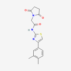 molecular formula C17H17N3O3S B2442066 N-[4-(3,4-dimethylphenyl)-1,3-thiazol-2-yl]-2-(2,5-dioxopyrrolidin-1-yl)acetamide CAS No. 361167-72-8