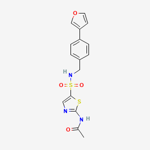 molecular formula C16H15N3O4S2 B2442101 N-[5-({[4-(furan-3-yl)phenyl]methyl}sulfamoyl)-1,3-thiazol-2-yl]acetamide CAS No. 2097936-97-3