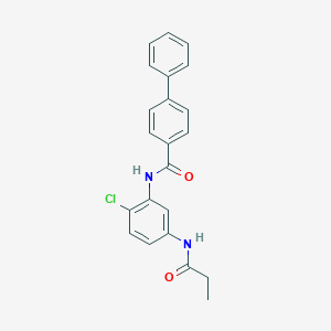 molecular formula C22H19ClN2O2 B244212 N-[2-chloro-5-(propionylamino)phenyl][1,1'-biphenyl]-4-carboxamide 