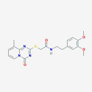 molecular formula C20H22N4O4S B2442128 N-[2-(3,4-dimethoxyphenyl)ethyl]-2-({9-methyl-4-oxo-4H-pyrido[1,2-a][1,3,5]triazin-2-yl}sulfanyl)acetamide CAS No. 896342-55-5