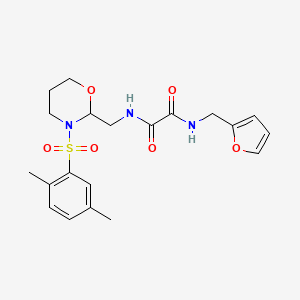 molecular formula C20H25N3O6S B2442132 N1-((3-((2,5-dimethylphenyl)sulfonyl)-1,3-oxazinan-2-yl)methyl)-N2-(furan-2-ylmethyl)oxalamide CAS No. 872724-51-1