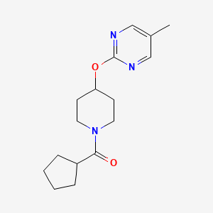molecular formula C16H23N3O2 B2442133 2-[(1-Cyclopentanecarbonylpiperidin-4-yl)oxy]-5-methylpyrimidine CAS No. 2380041-29-0