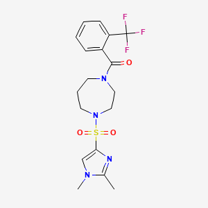 molecular formula C18H21F3N4O3S B2442134 (4-((1,2-dimethyl-1H-imidazol-4-yl)sulfonyl)-1,4-diazepan-1-yl)(2-(trifluoromethyl)phenyl)methanone CAS No. 1903501-96-1