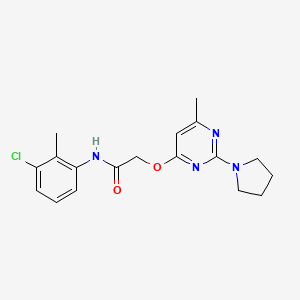 molecular formula C18H21ClN4O2 B2442152 N-(3-chloro-2-methylphenyl)-2-{[6-methyl-2-(pyrrolidin-1-yl)pyrimidin-4-yl]oxy}acetamide CAS No. 1226453-08-2