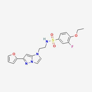 molecular formula C19H19FN4O4S B2442179 4-ethoxy-3-fluoro-N-(2-(6-(furan-2-yl)-1H-imidazo[1,2-b]pyrazol-1-yl)ethyl)benzenesulfonamide CAS No. 1795490-37-7