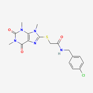 molecular formula C17H18ClN5O3S B2442190 N-[(4-chlorophenyl)methyl]-2-[(1,3,9-trimethyl-2,6-dioxo-2,3,6,9-tetrahydro-1H-purin-8-yl)sulfanyl]acetamide CAS No. 897454-28-3