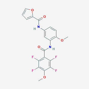 molecular formula C20H14F4N2O5 B244222 N-[4-METHOXY-3-(2,3,5,6-TETRAFLUORO-4-METHOXYBENZAMIDO)PHENYL]FURAN-2-CARBOXAMIDE 