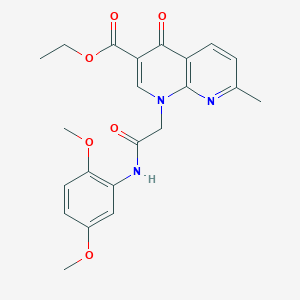 molecular formula C22H23N3O6 B2442234 ethyl 1-{[(2,5-dimethoxyphenyl)carbamoyl]methyl}-7-methyl-4-oxo-1,4-dihydro-1,8-naphthyridine-3-carboxylate CAS No. 932457-17-5