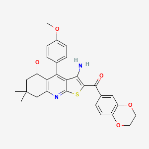 3-Amino-2-(2,3-dihydro-1,4-benzodioxine-6-carbonyl)-4-(4-methoxyphenyl)-7,7-dimethyl-6,8-dihydrothieno[2,3-b]quinolin-5-one
